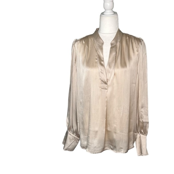 Banana Republic Crinkle Volume-Sleeve Blouse in Oyster Pearl Color Size … - Picture 2 of 12
